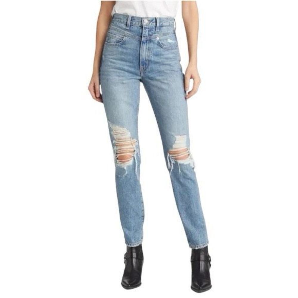 SLVRLAKE Distressed Beatnik Jeans Light Blue Double Yoke Premium Denim Size 32